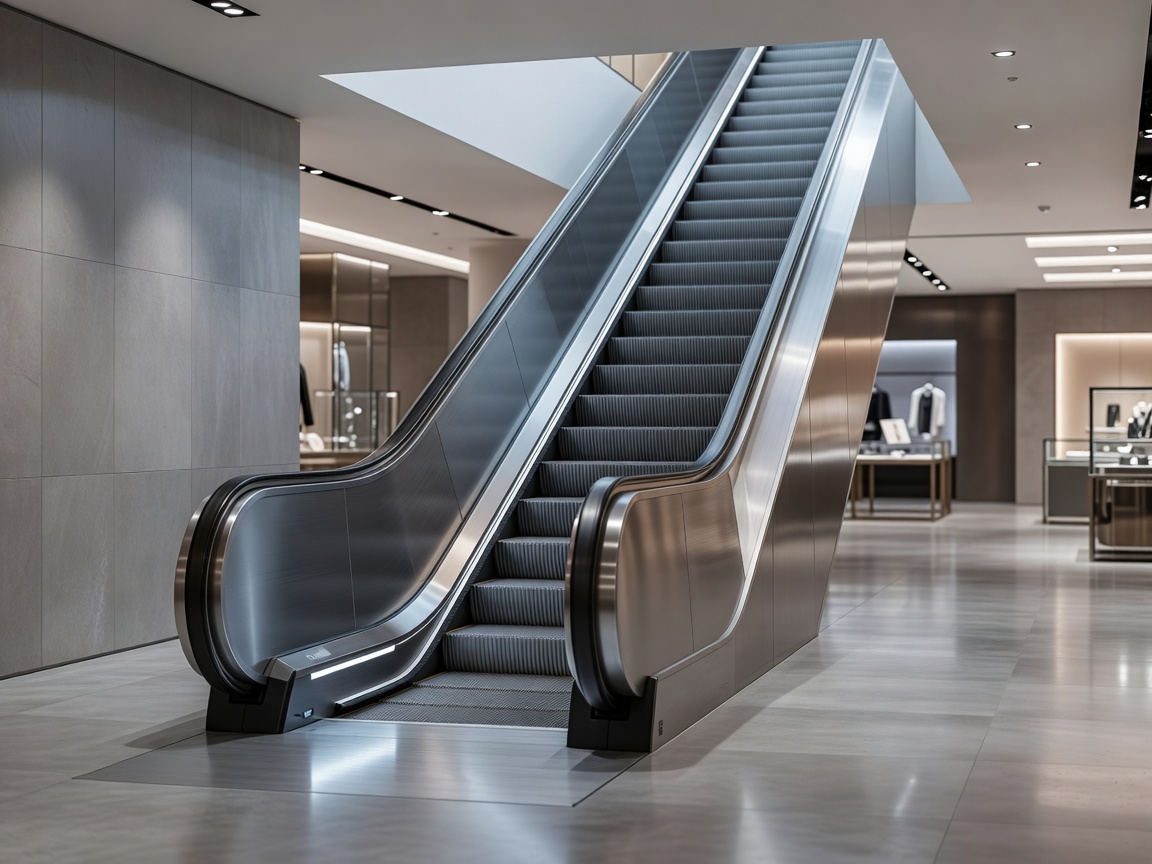 Underground mechanical escalator in a modern department store